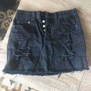 American Eagle Black Distressed Jean Skirt NWOT